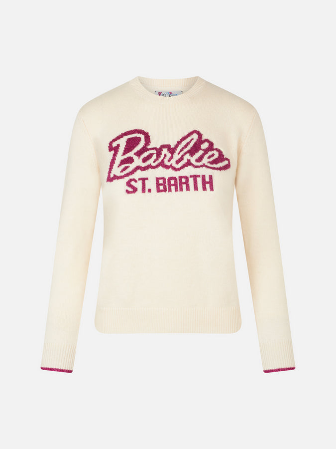 Mc2 Saint Barth Maglia Da Donna Girocollo Bianca Con Stampa Barbie | EDIZIONE SPECIALE BARBIE