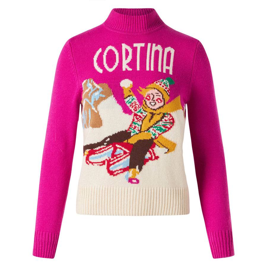 Mc2 Saint Barth Maglia Da Donna Girocollo Con Cartolina Di Cortina