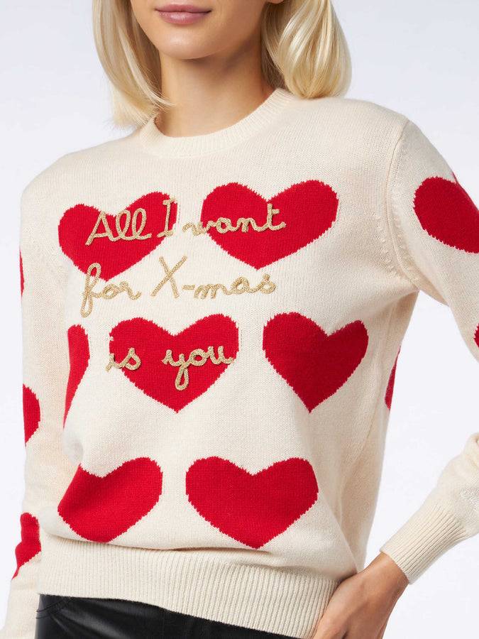 Mc2 Saint Barth Maglia Da Donna Girocollo Con Ricamo All I Want For Xmas Is You