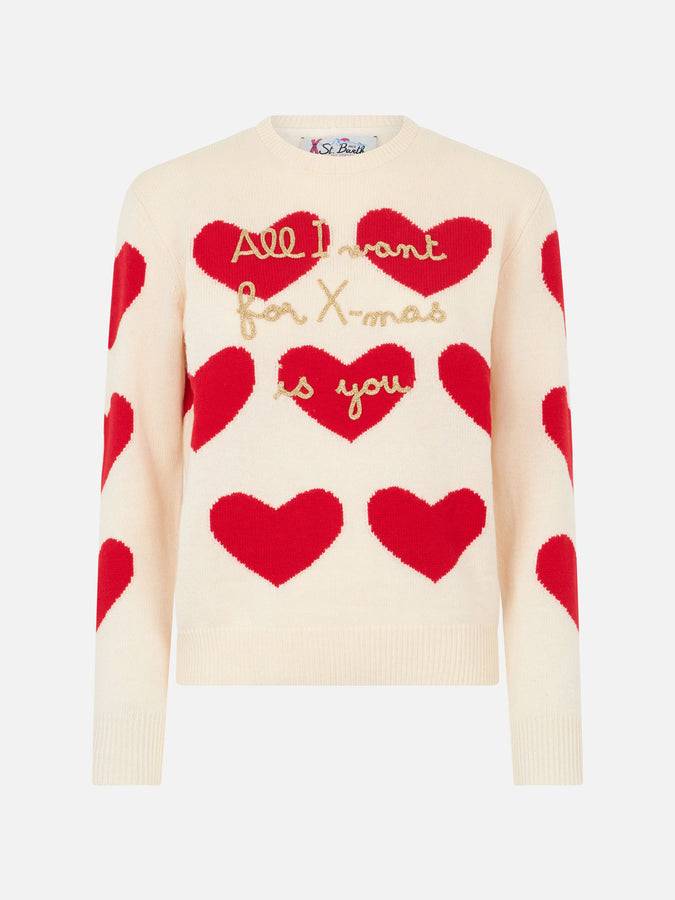 Mc2 Saint Barth Maglia Da Donna Girocollo Con Ricamo All I Want For Xmas Is You
