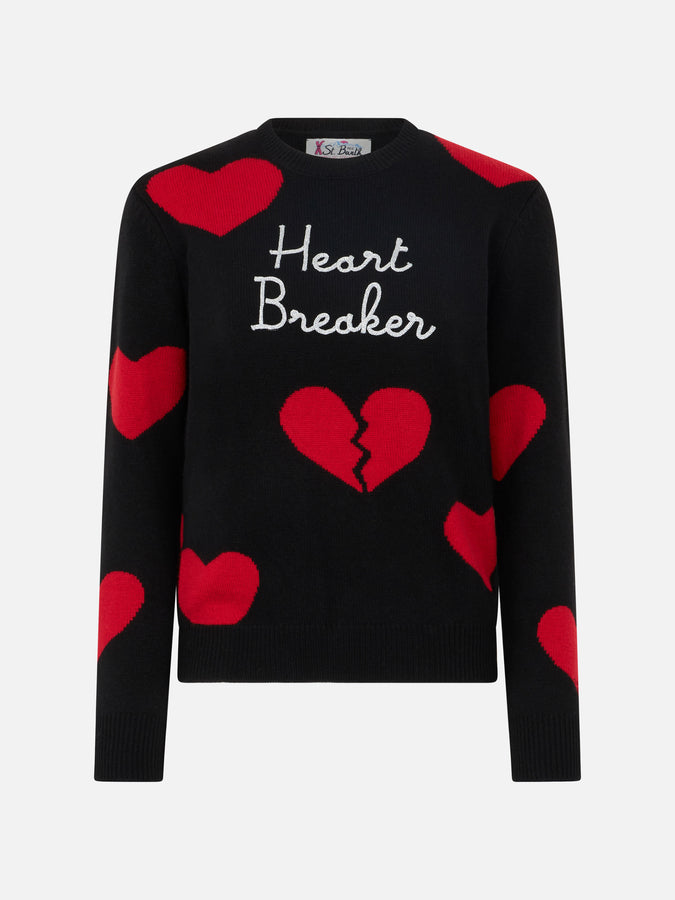 Mc2 Saint Barth Maglia Da Donna Girocollo Con Ricamo Heart Breaker