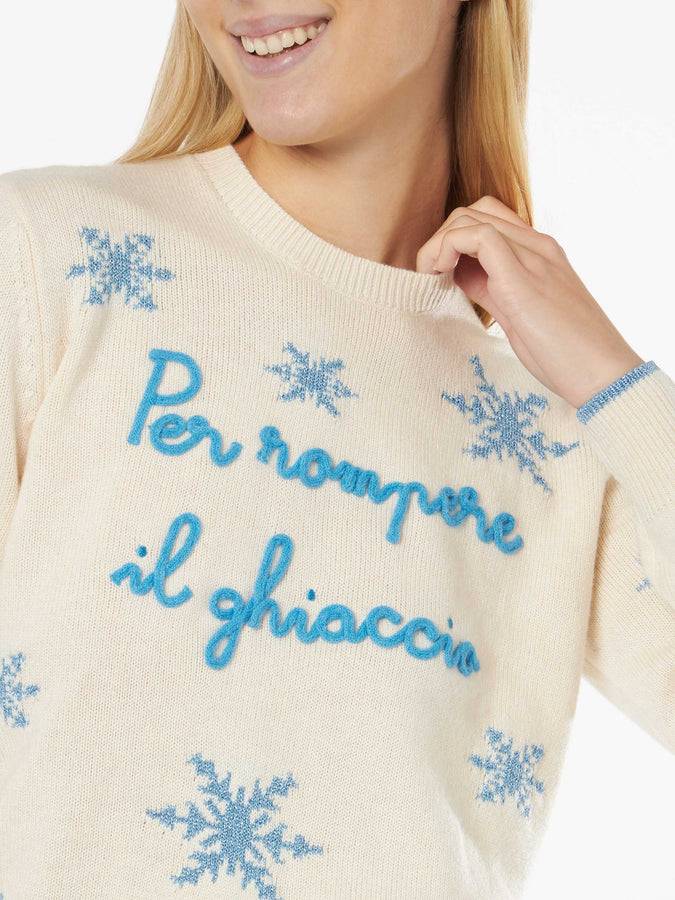 Mc2 Saint Barth Maglia Da Donna Girocollo Con Ricamo Per Rompere Il Ghiaccio
