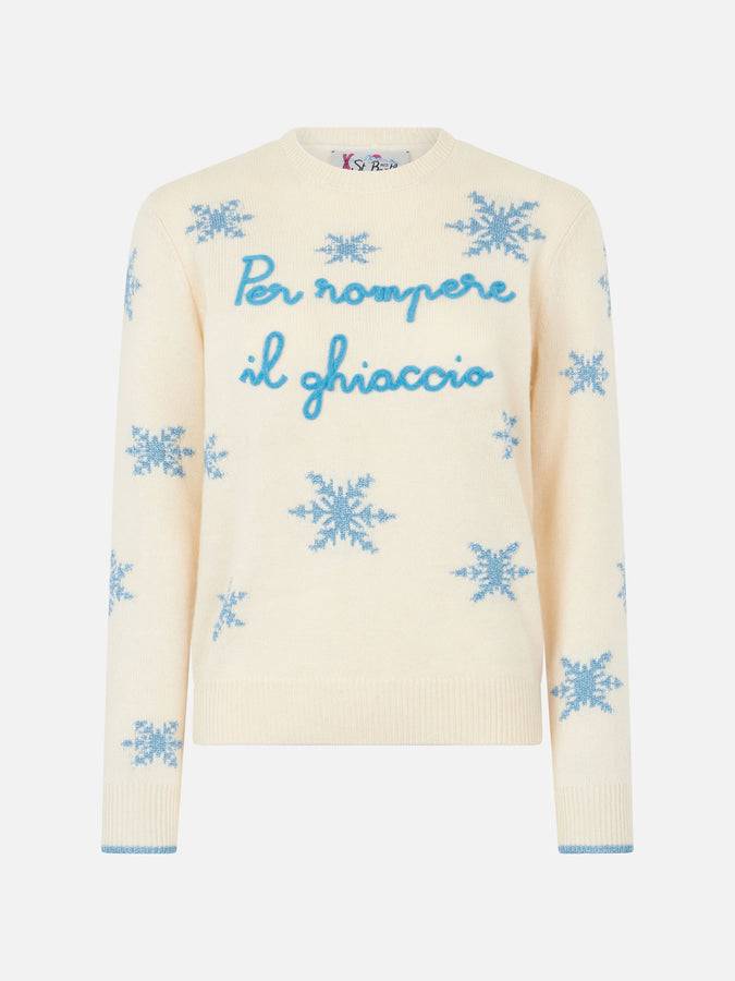 Mc2 Saint Barth Maglia Da Donna Girocollo Con Ricamo Per Rompere Il Ghiaccio