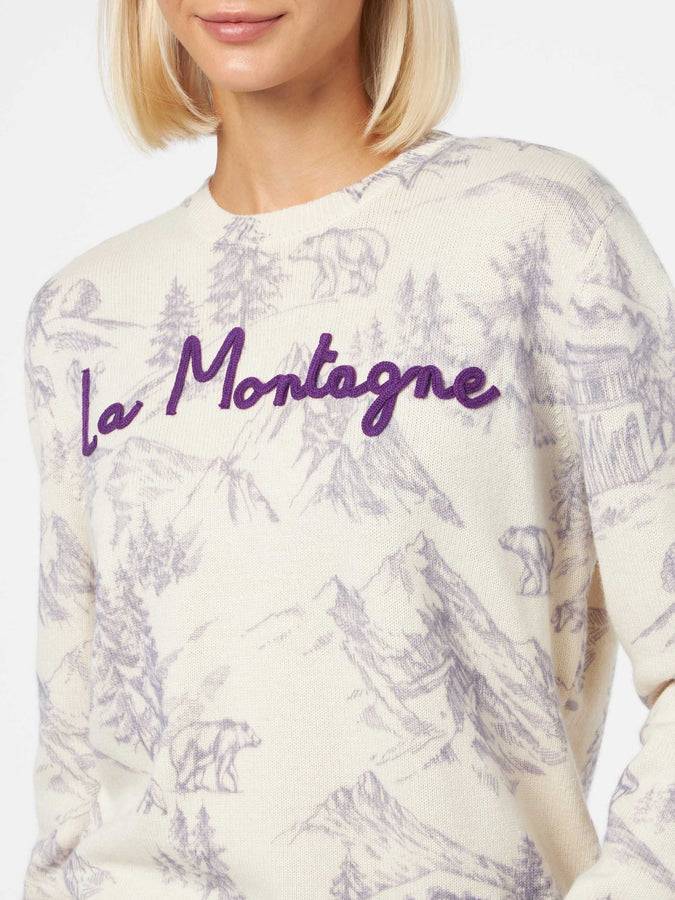 Mc2 Saint Barth Maglia Da Donna Girocollo Con Stampa La Montagne