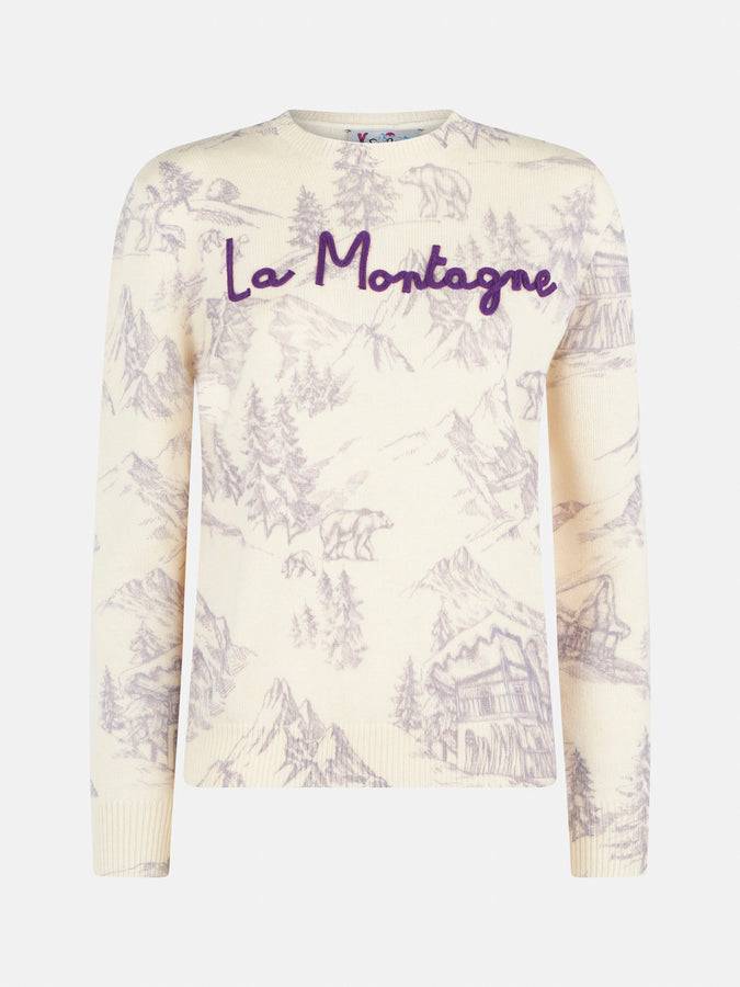 Mc2 Saint Barth Maglia Da Donna Girocollo Con Stampa La Montagne
