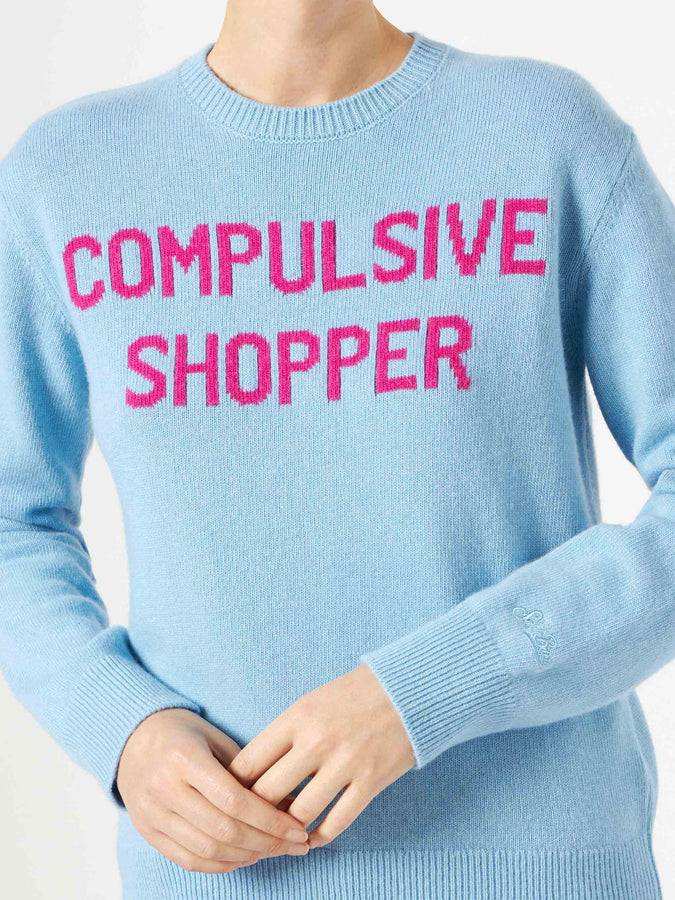 Mc2 Saint Barth Maglia Da Donna Girocollo Di Colore Azzurro Con Stampa Compulsive Shopper