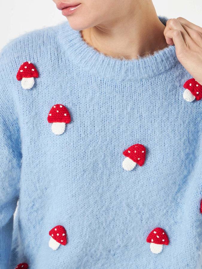 Mc2 Saint Barth Maglia Da Donna Girocollo Garzata Con Applicazione Di Funghi