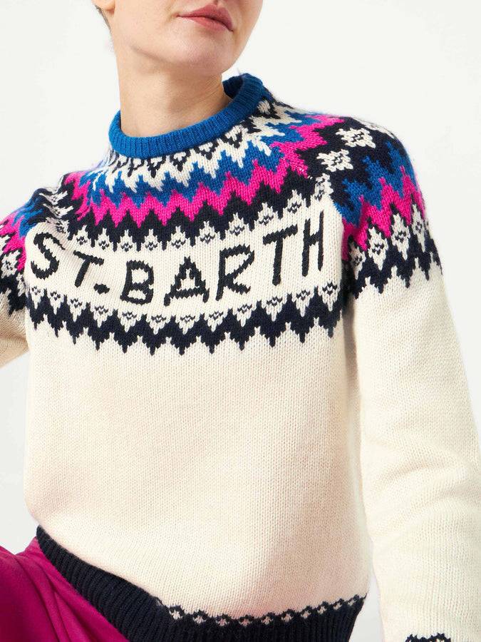 Mc2 Saint Barth Maglia Da Donna Girocollo In Jacquard Nordico