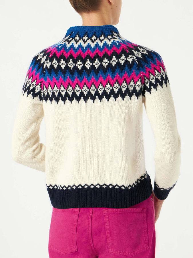 Mc2 Saint Barth Maglia Da Donna Girocollo In Jacquard Nordico