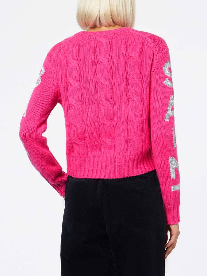 Mc2 Saint Barth Maglia Da Donna Girocollo Intrecciata Con Stampa Saint Barth Lurex