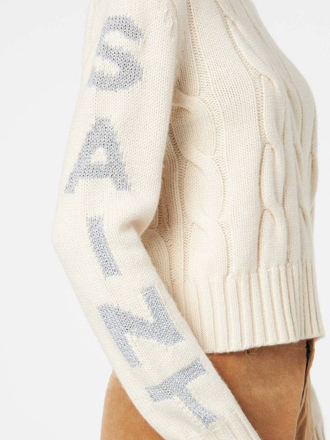 Mc2 Saint Barth Maglia Da Donna Girocollo Intrecciata Con Stampa Saint Barth Lurex