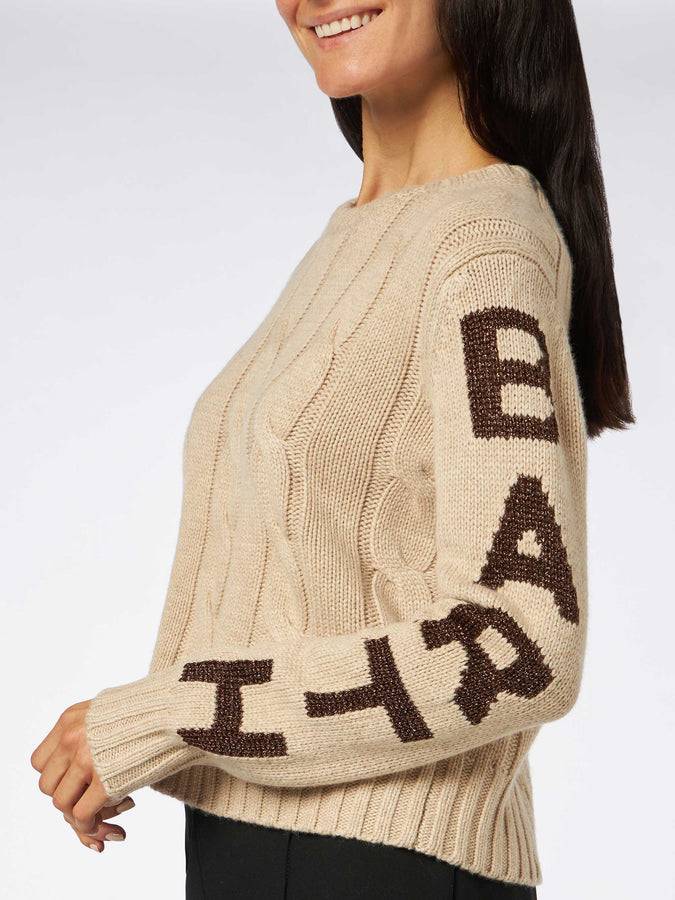 Mc2 Saint Barth Maglia Da Donna Girocollo Intrecciata Con Stampa Saint Barth Lurex