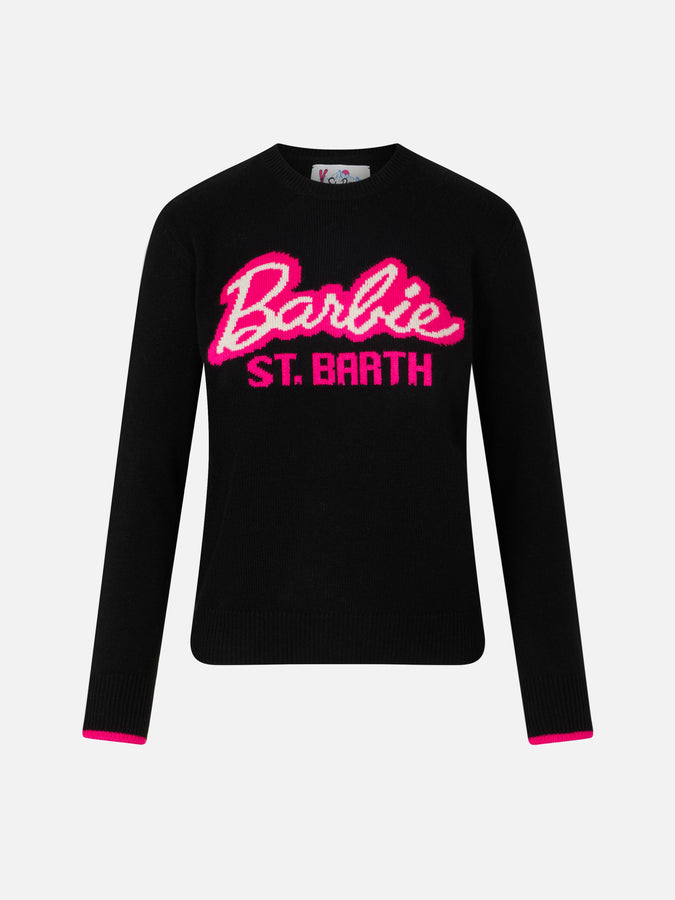 Mc2 Saint Barth Maglia Da Donna Girocollo Nera Con Stampa Barbie | EDIZIONE SPECIALE BARBIE