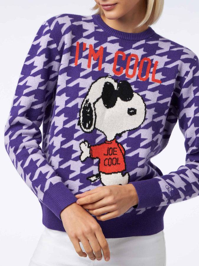 Mc2 Saint Barth Maglia Da Donna Girocollo Pied De Poule Con Stampa Snoopy | EDIZIONE SPECIALE SNOOPY PEANUTS™