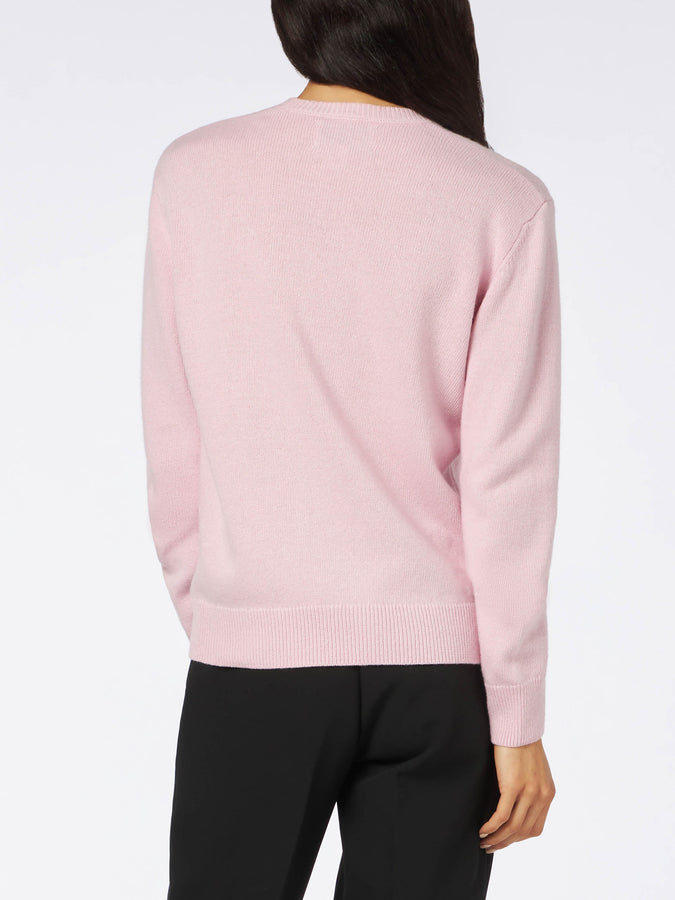 Mc2 Saint Barth Maglia Da Donna Girocollo Rosa Con Ricamo Mother & Sons