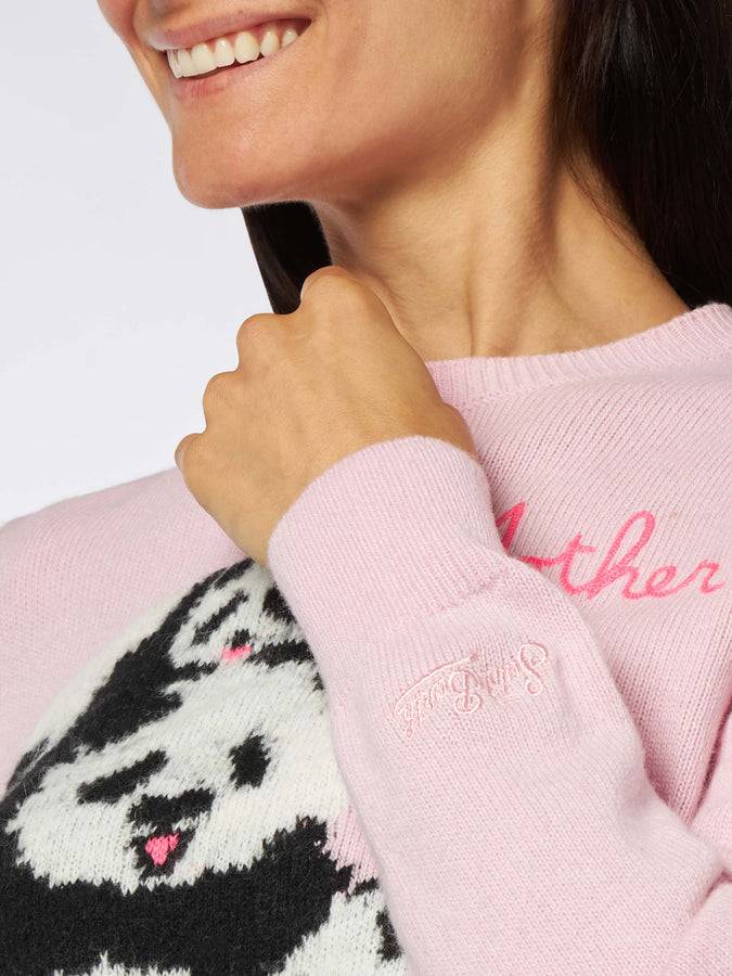 Mc2 Saint Barth Maglia Da Donna Girocollo Rosa Con Ricamo Mother & Sons