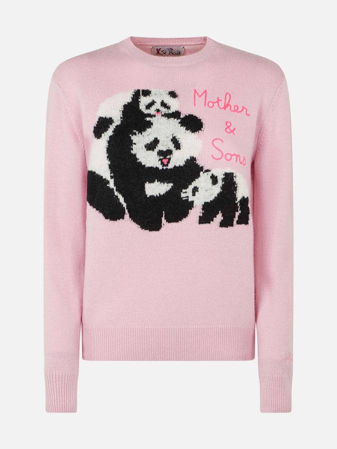 Mc2 Saint Barth Maglia Da Donna Girocollo Rosa Con Ricamo Mother & Sons