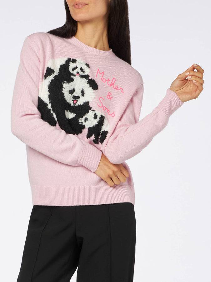 Mc2 Saint Barth Maglia da donna girocollo rosa con ricamo Mother & Sons