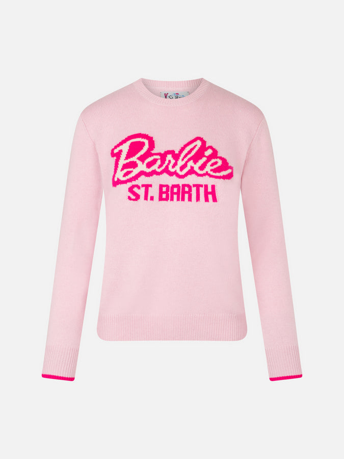 Mc2 Saint Barth Maglia Da Donna Girocollo Rosa Con Stampa Barbie | EDIZIONE SPECIALE BARBIE