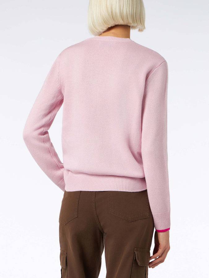 Mc2 Saint Barth Maglia Da Donna Girocollo Rosa Con Stampa Barbie | EDIZIONE SPECIALE BARBIE