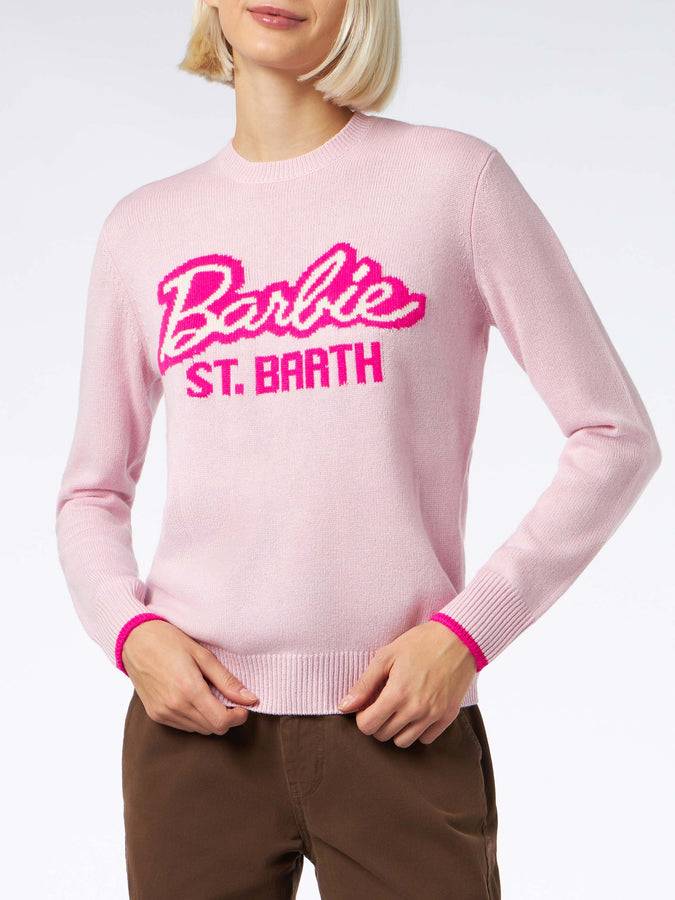 Mc2 Saint Barth Maglia da donna girocollo rosa con stampa Barbie | EDIZIONE SPECIALE BARBIE