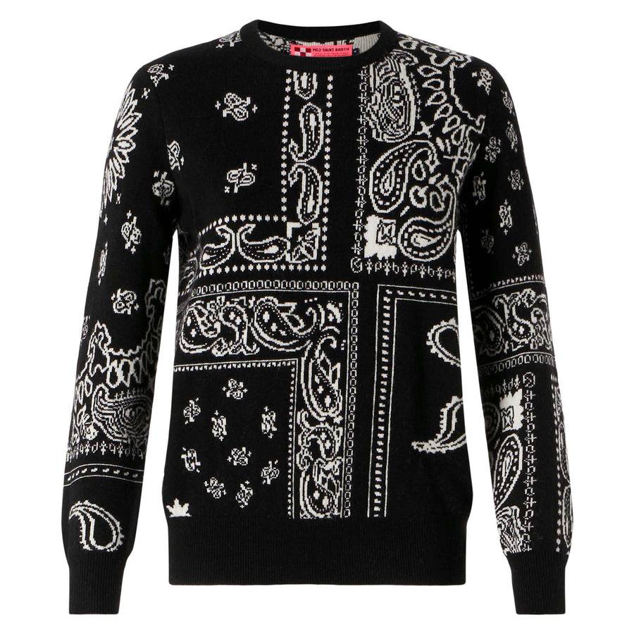 Mc2 Saint Barth Maglia Da Donna In Misto Cashmere Nero Fantasia Bandana