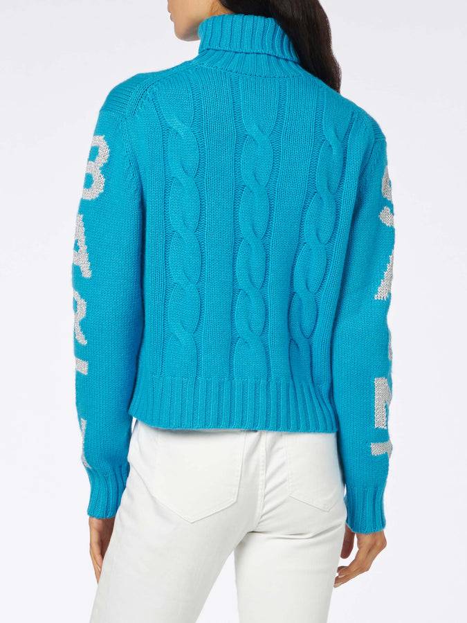 Mc2 Saint Barth Maglia Da Donna Intrecciata A Collo Alto Con Stampa Jacquard Saint Barth