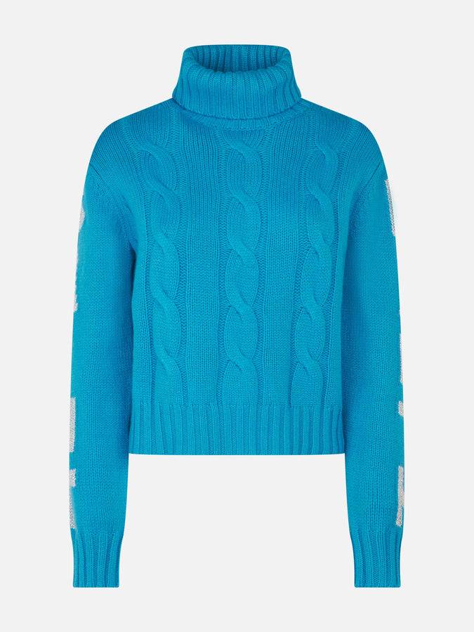 Mc2 Saint Barth Maglia Da Donna Intrecciata A Collo Alto Con Stampa Jacquard Saint Barth