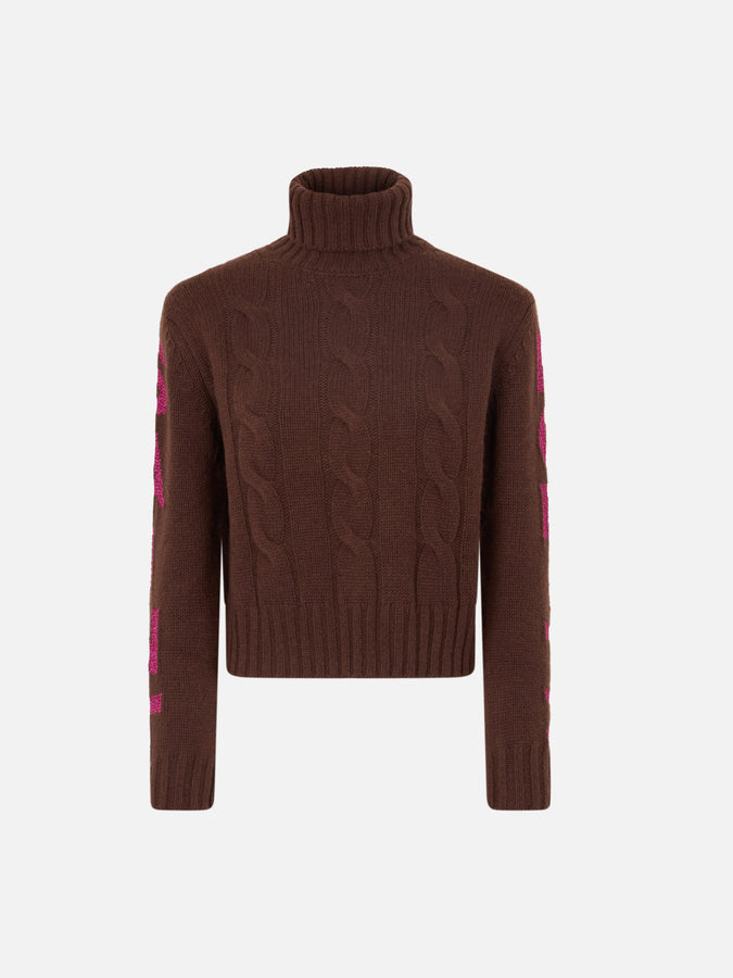 Mc2 Saint Barth Maglia Da Donna Intrecciata A Collo Alto Con Stampa Jacquard Saint Moritz