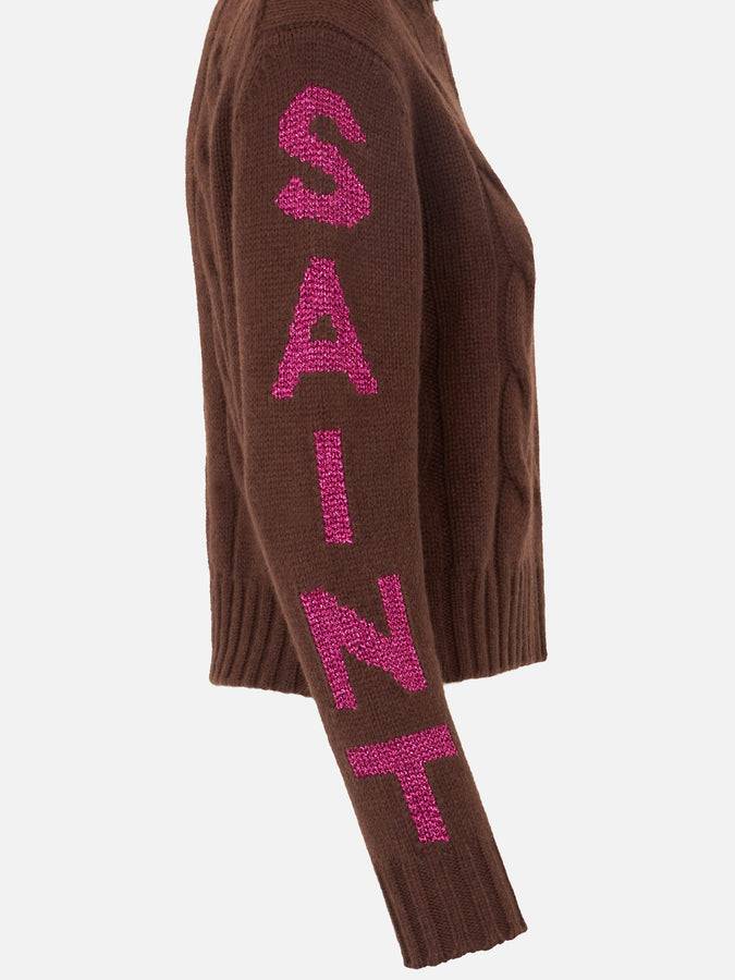 Mc2 Saint Barth Maglia Da Donna Intrecciata A Collo Alto Con Stampa Jacquard Saint Moritz