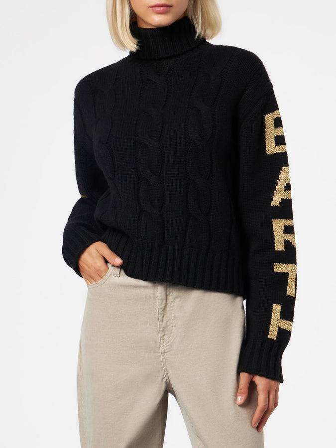 Mc2 Saint Barth Maglia da donna intrecciata a collo alto con stampa jacquard Saint Barth