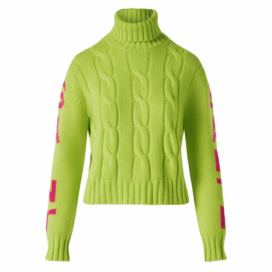 Mc2 Saint Barth Maglia Da Donna Intrecciata A Collo Alto Giallo Fluo