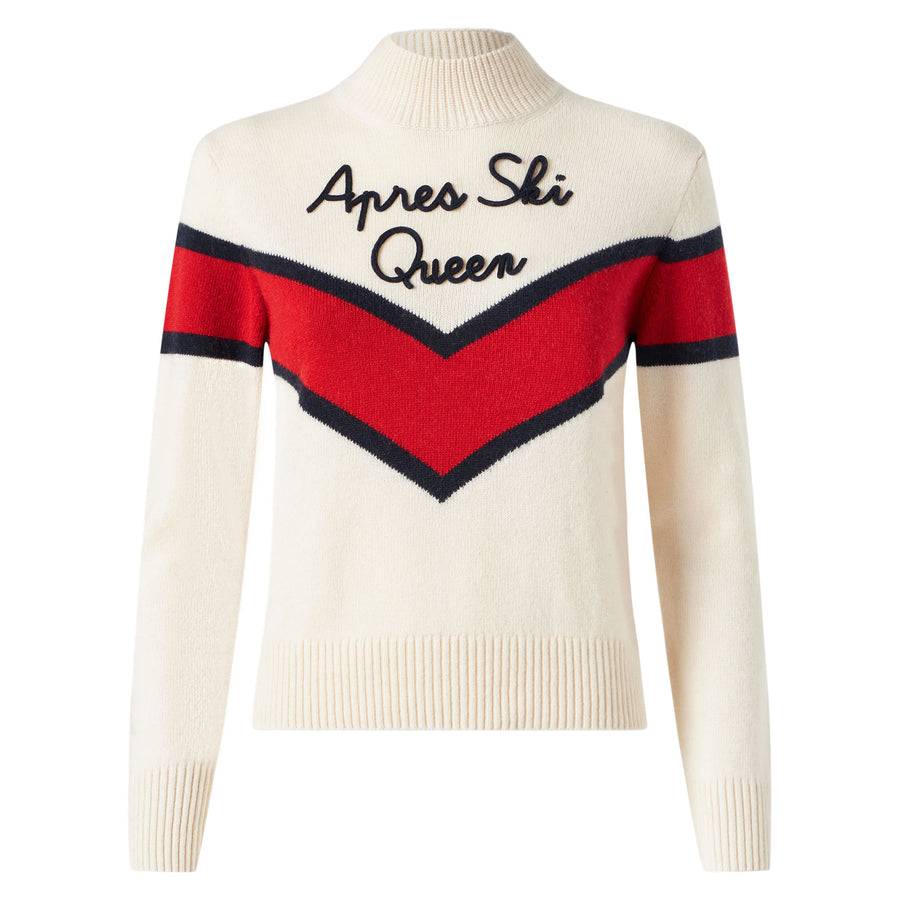 Mc2 Saint Barth Maglia Da Donna Mezzo Collo Alto Con Ricamo Apres Ski Queen