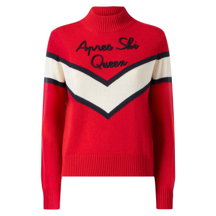 Mc2 Saint Barth Maglia Da Donna Mezzo Collo Alto Con Scritta Apres Ski Queen
