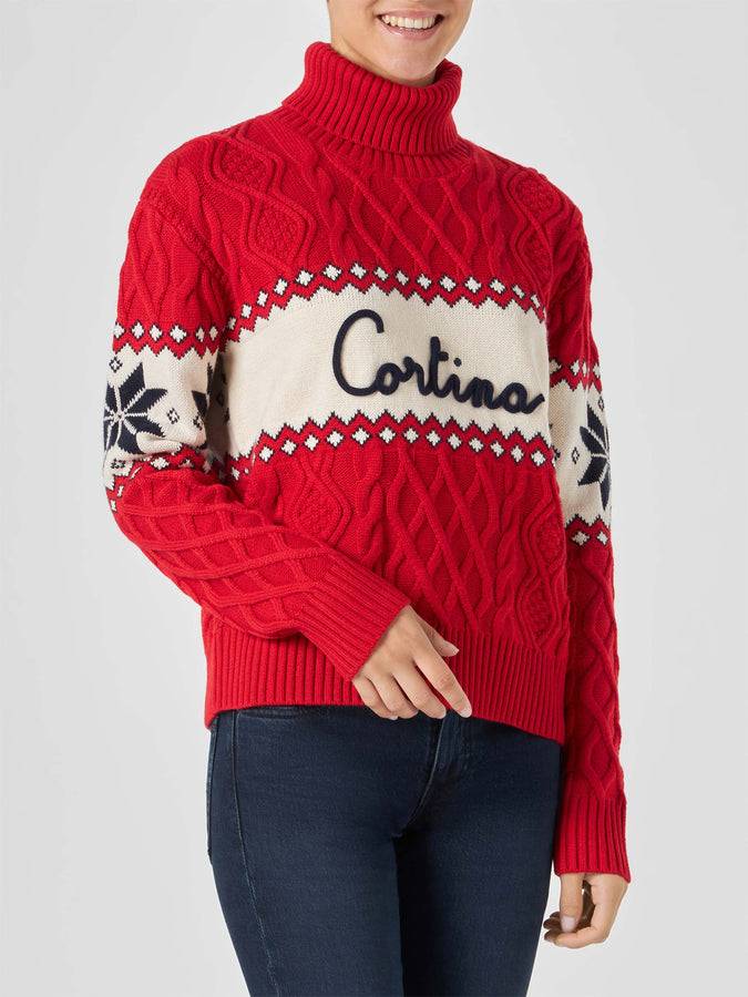 Mc2 Saint Barth Maglia Da Donna Mezzo Collo Alto Con Scritta Cortina