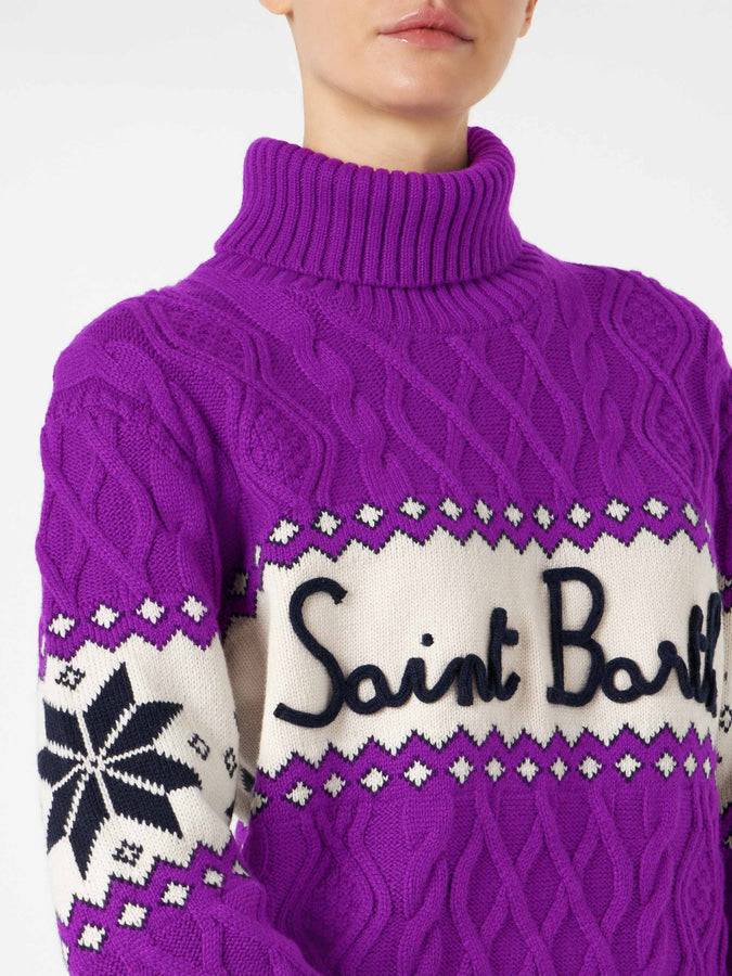 Mc2 Saint Barth Maglia Da Donna Mezzo Collo Alto Con Scritta Saint Barth