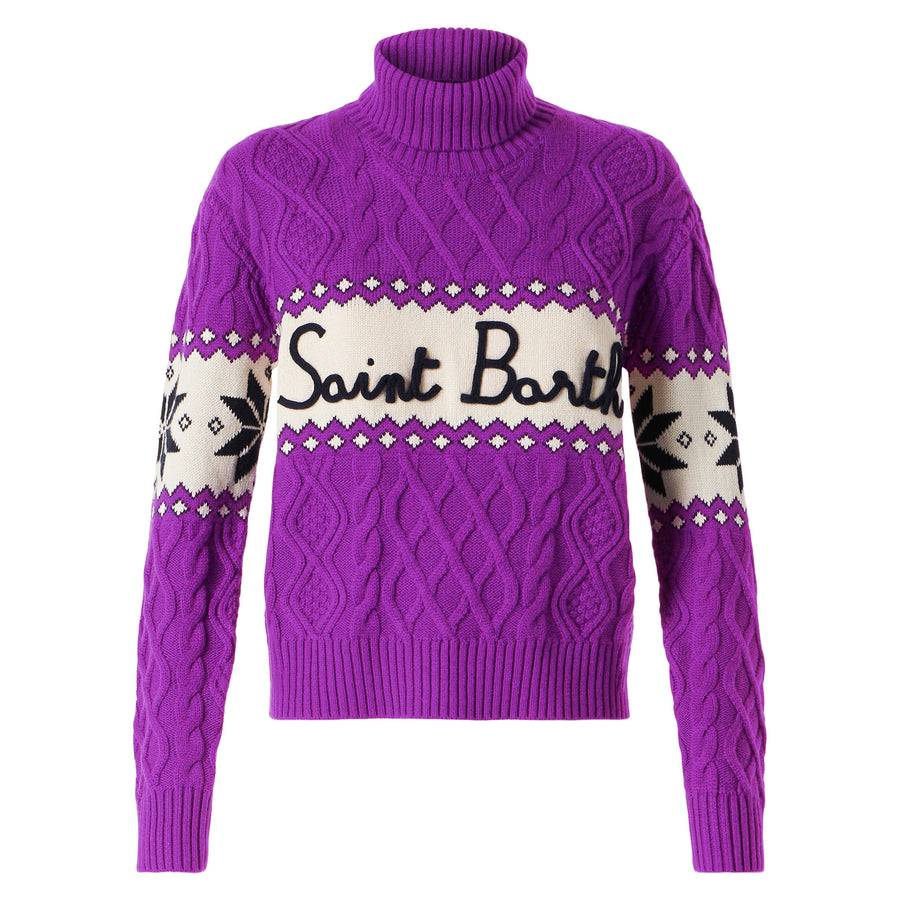 Mc2 Saint Barth Maglia Da Donna Mezzo Collo Alto Con Scritta Saint Barth