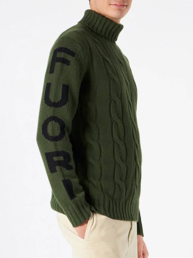 Mc2 Saint Barth Maglia Da Uomo A Collo Alto Intrecciata Con Stampa Fuori Pista