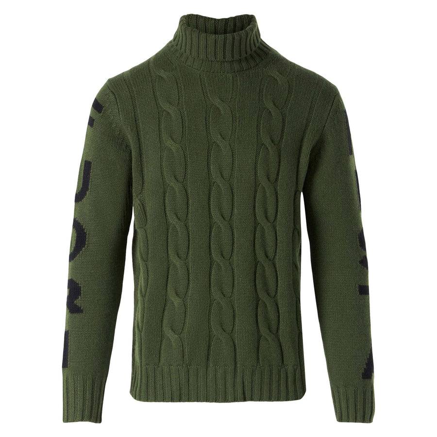 Mc2 Saint Barth Maglia Da Uomo A Collo Alto Intrecciata Con Stampa Fuori Pista
