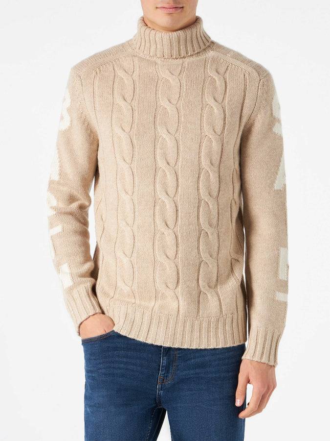 Mc2 Saint Barth Maglia da uomo a collo alto intrecciata con stampa Saint Barth