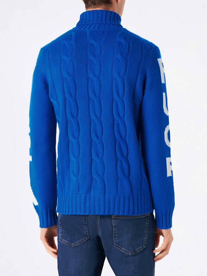 Mc2 Saint Barth Maglia Da Uomo A Collo Alto Intrecciata Con Stampa Fuori Pista