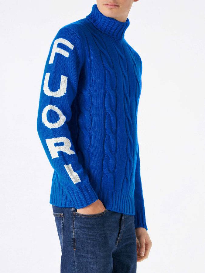 Mc2 Saint Barth Maglia Da Uomo A Collo Alto Intrecciata Con Stampa Fuori Pista