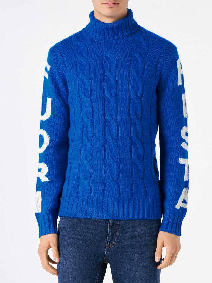 Mc2 Saint Barth Maglia da uomo a collo alto intrecciata con stampa Fuori pista