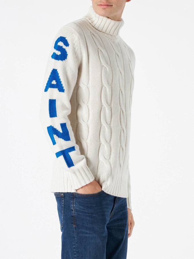 Mc2 Saint Barth Maglia Da Uomo A Collo Alto Intrecciata Con Stampa Saint Moritz