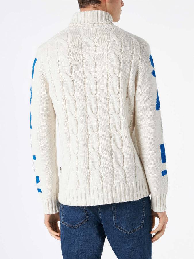 Mc2 Saint Barth Maglia Da Uomo A Collo Alto Intrecciata Con Stampa Saint Moritz