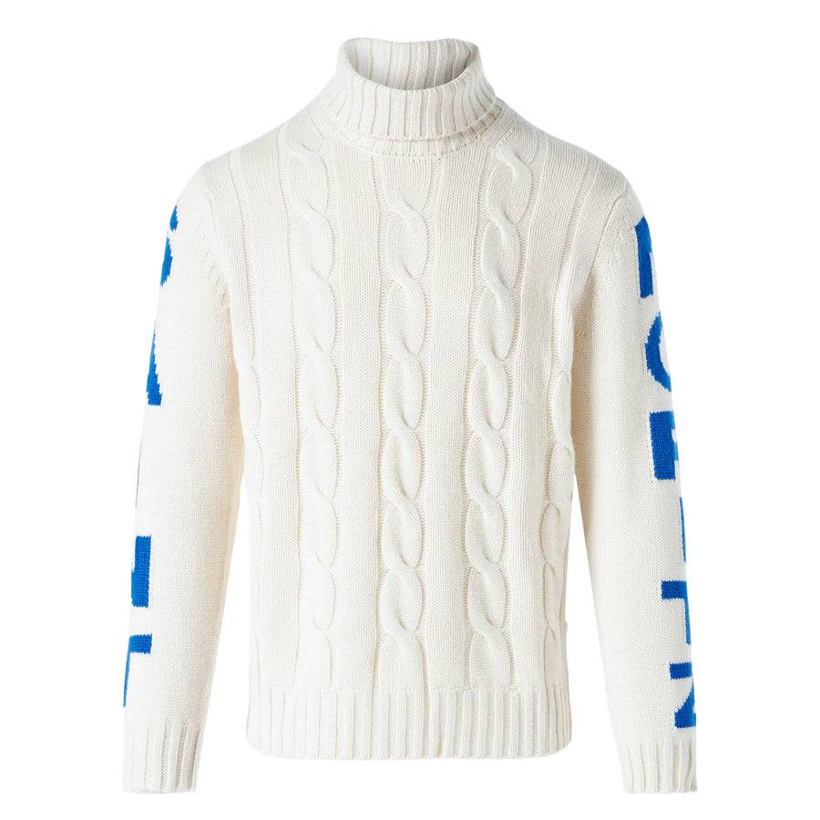 Mc2 Saint Barth Maglia Da Uomo A Collo Alto Intrecciata Con Stampa Saint Moritz