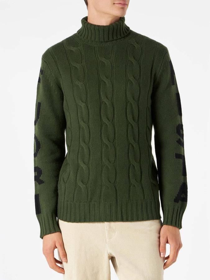 Mc2 Saint Barth Maglia da uomo a collo alto intrecciata con stampa Fuori pista
