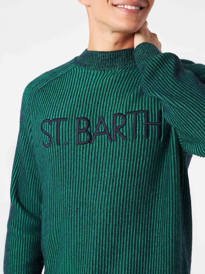 Mc2 Saint Barth Maglia Da Uomo A Costine Mezzo Collo Verde