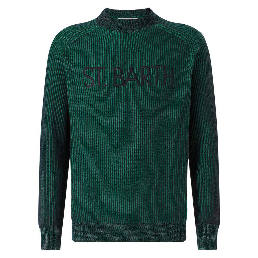 Mc2 Saint Barth Maglia Da Uomo A Costine Mezzo Collo Verde