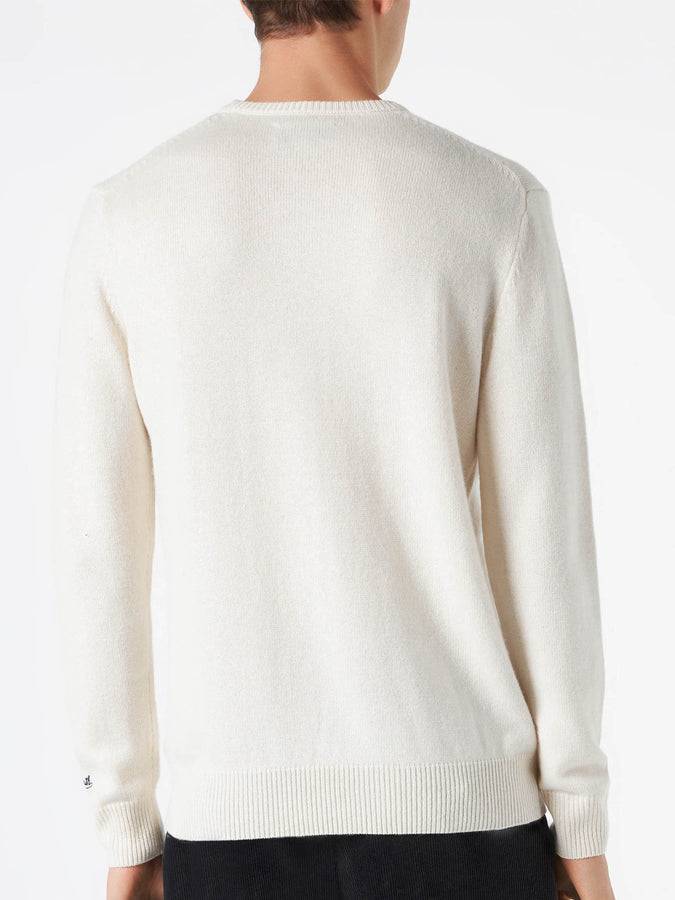 Mc2 Saint Barth Maglia Da Uomo Bianca Con Ricamo Settimana In Bianco